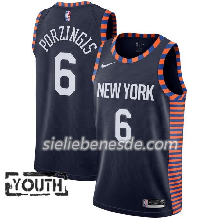 Kinder NBA New York Knicks Trikot Kristaps Porzingis 6 2018-19 Nike City Edition Navy Swingman